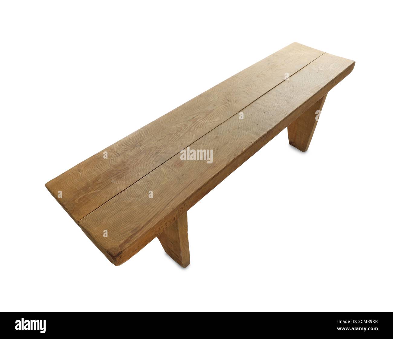 Banc en bois isolé sur blanc. Trucs usagés Banque D'Images