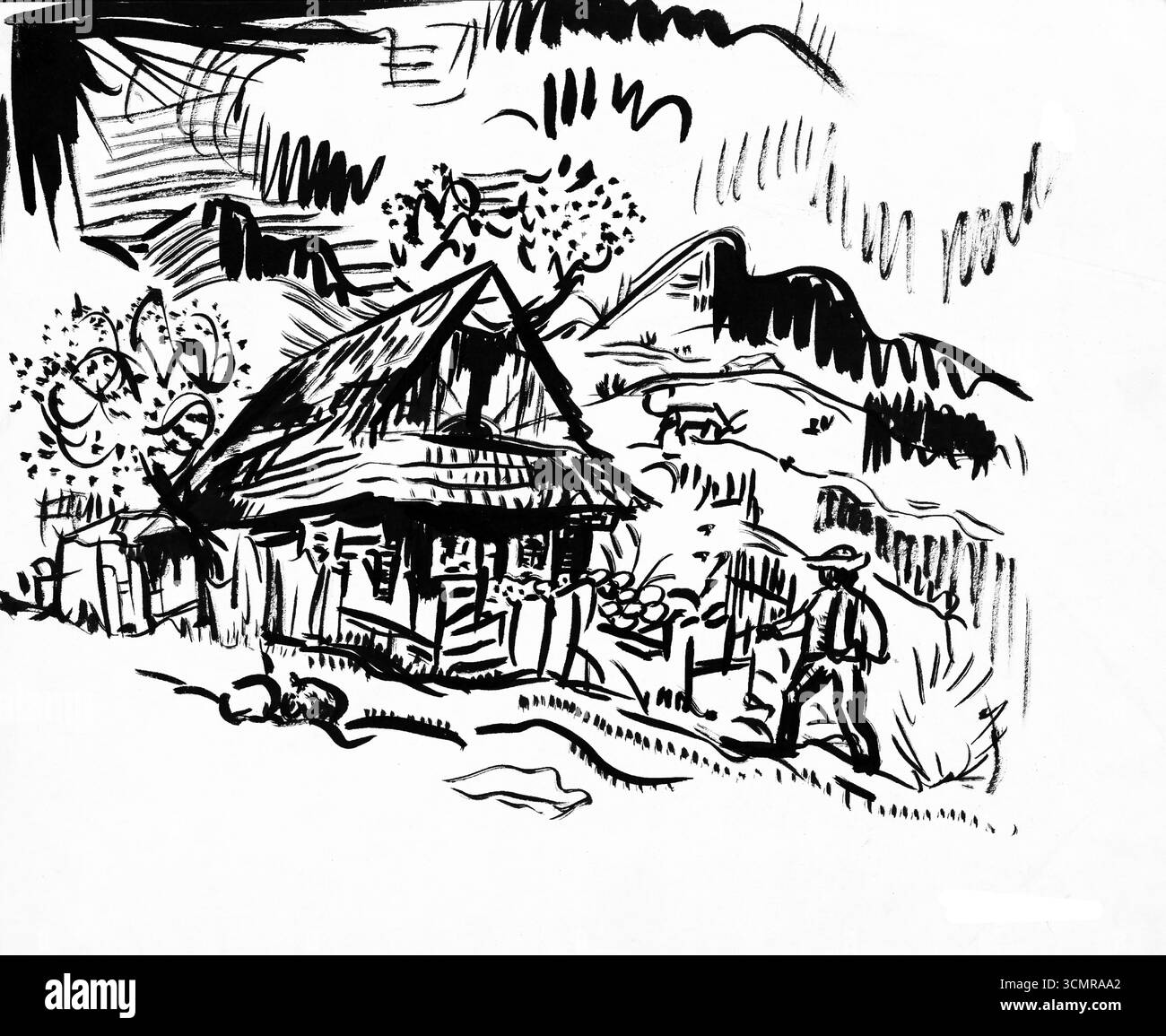 Paysage de montagne par Arnold Peter Weisz Kubincan, peinture moderniste slovaque du début du XXe siècle, paysage alpin, beaux-arts du domaine public Banque D'Images