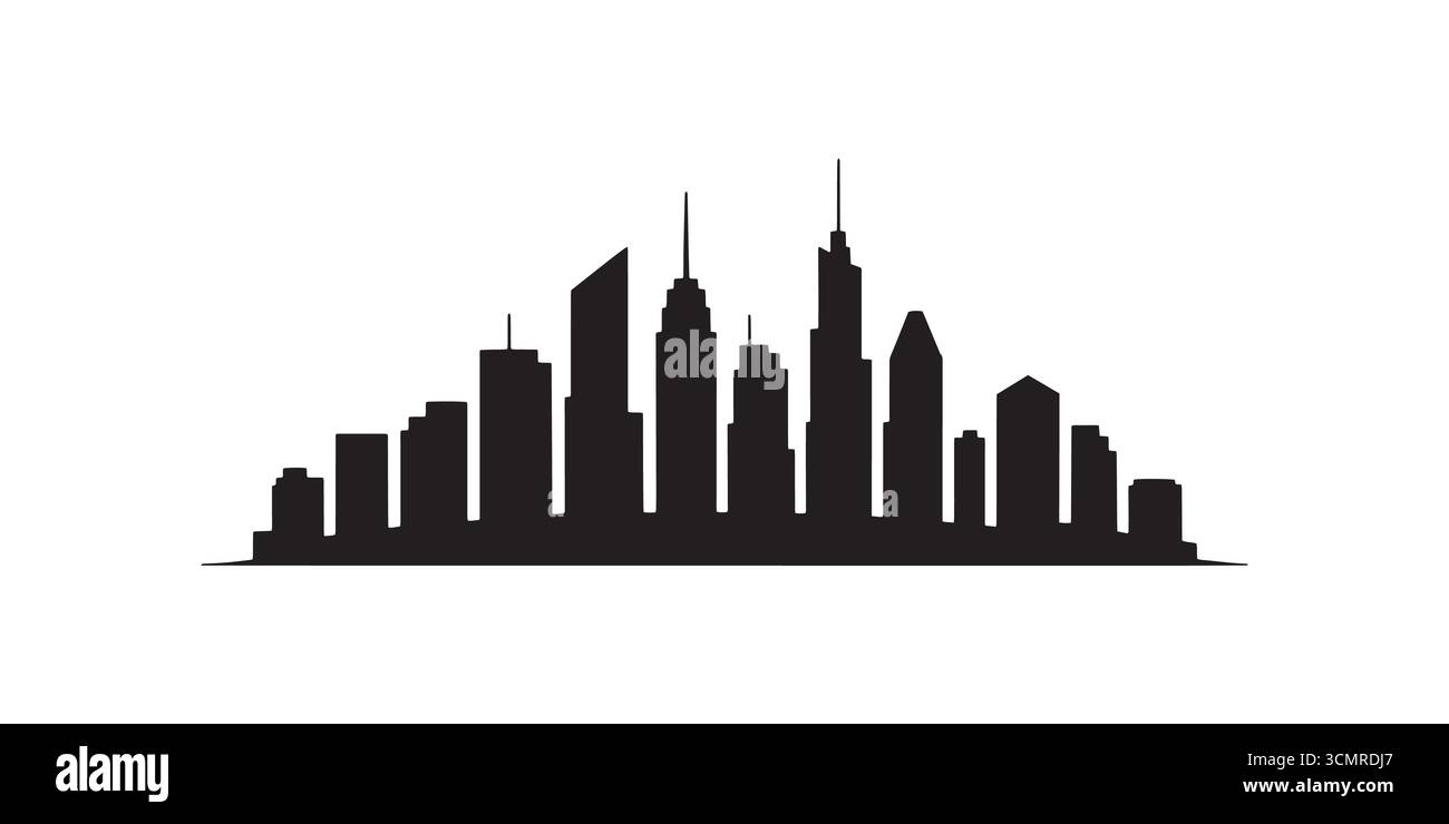 « Une ville silencieuse s’élevant sous le ciel du soir, où la lumière et l’acier façonnent les rêves humains. » Illustration de Vecteur