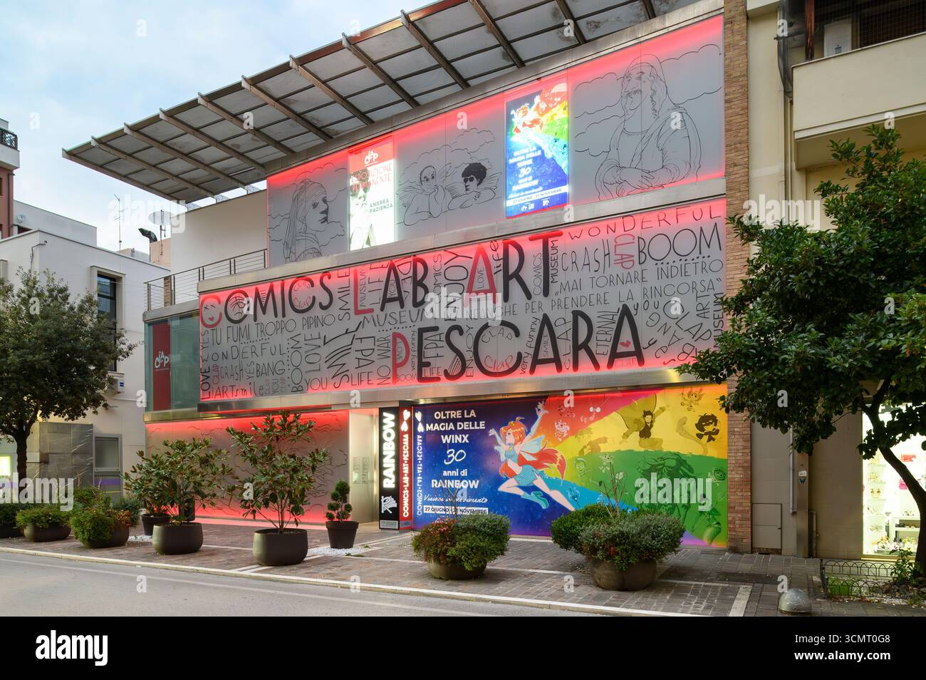 Pescara, Italie. Vue extérieure du CLAP Museum of Comics, Comics Lab Art Pescara. Museo del Fumetto a Pescara. Banque D'Images