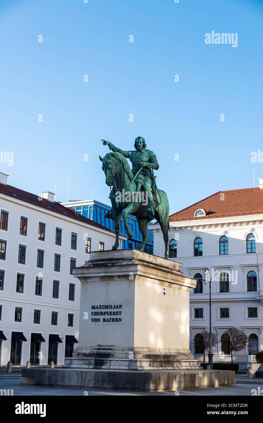 Statue équestre de l'électeur Maximilien I von Bayern à Munich, Bavière, Allemagne Banque D'Images