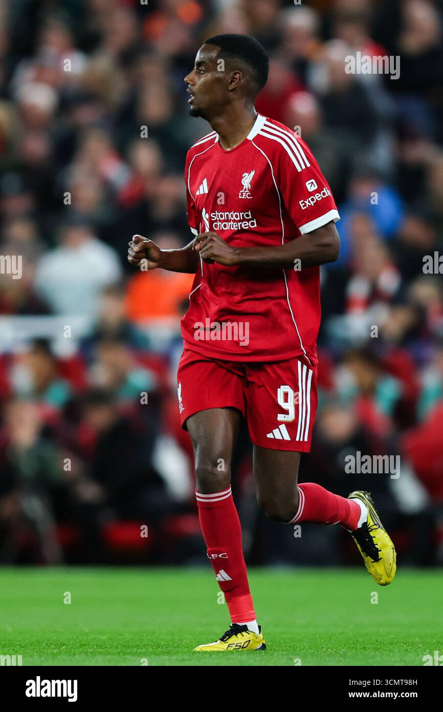 Liverpool, Royaume-Uni. 17 septembre 2025. Alexander Isak de Liverpool lors du match Liverpool vs Atletico Madrid UEFA Champions League à Anfield, Liverpool. Le crédit photo devrait se lire : James Baylis/Sportimage crédit : Sportimage Ltd/Alamy Live News Banque D'Images