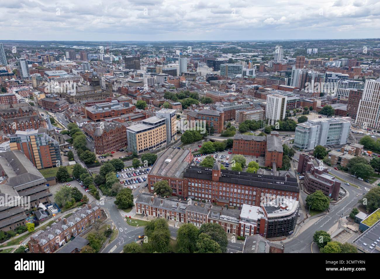 Vue aérienne générale du centre-ville de Leeds, West Yorkshire, Royaume-Uni. Banque D'Images