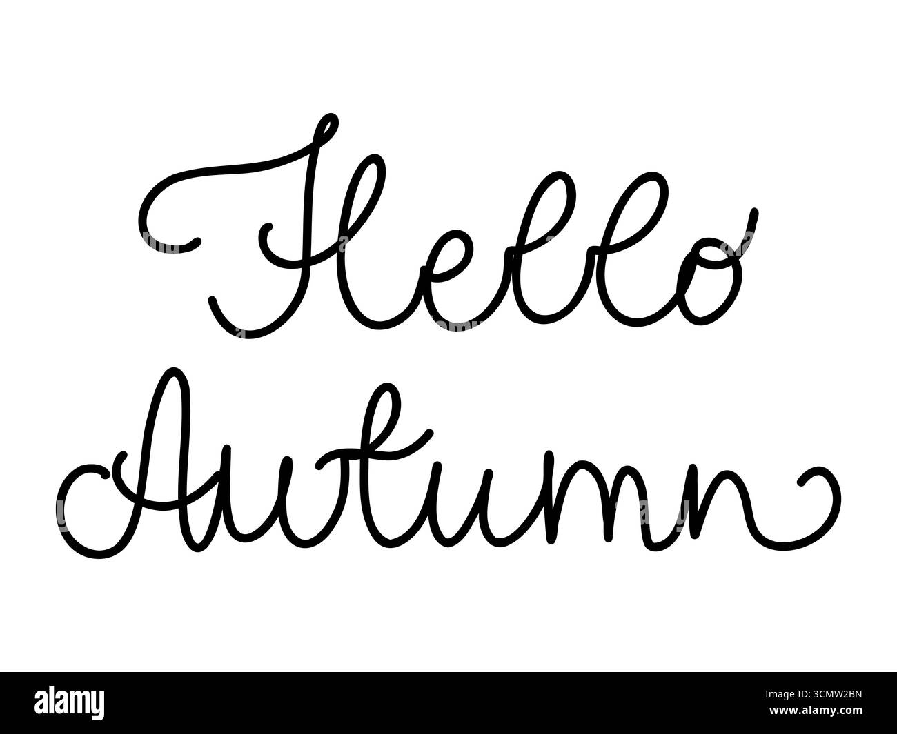 Bonjour automne lettrage dessiné à la main citation. Expression de dessin au trait. Illustration isolée vectorielle sur fond blanc. Illustration de Vecteur