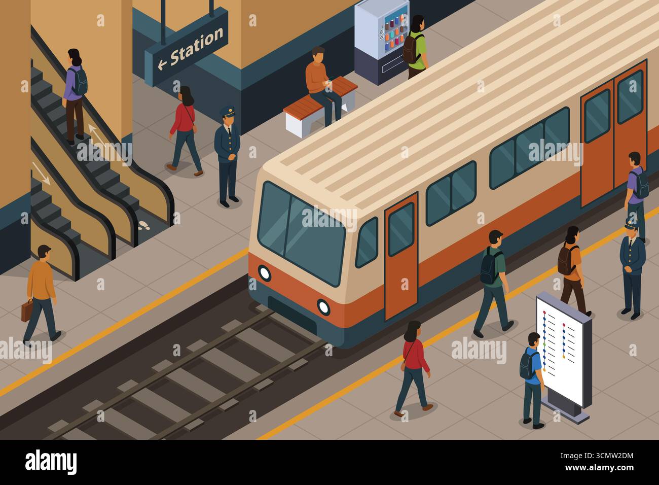 Une illustration vectorielle de Isométrique de l'intérieur du métro ou de la gare Illustration de Vecteur