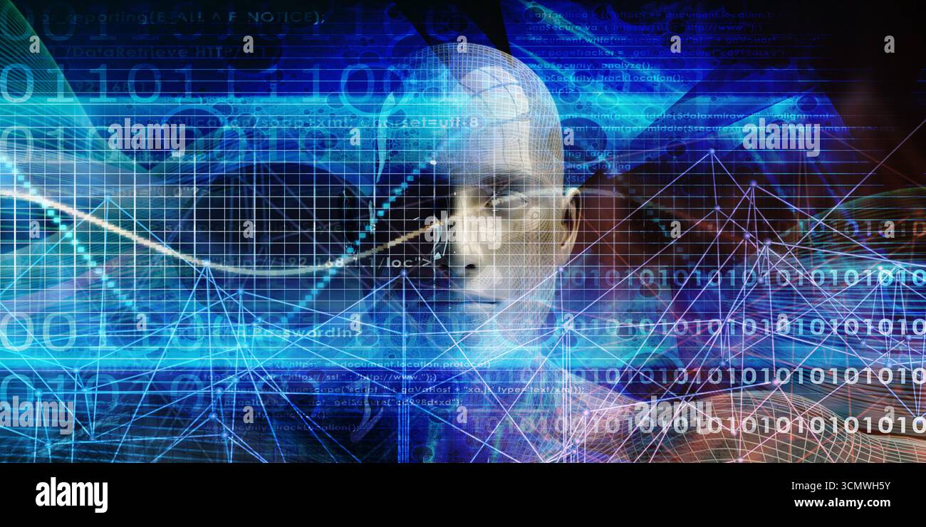 Robotique futuriste mise en évidence dans Un espace de fond de technologie dynamique Banque D'Images