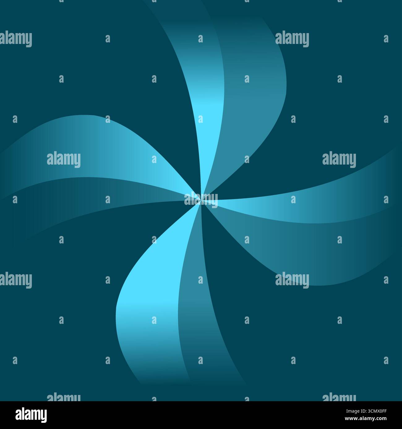 Modèle de moulin à vent ou rotation de tempête de vent, fleur bleue avec fond vectoriel abstrait d'onde de couleur verte Illustration de Vecteur