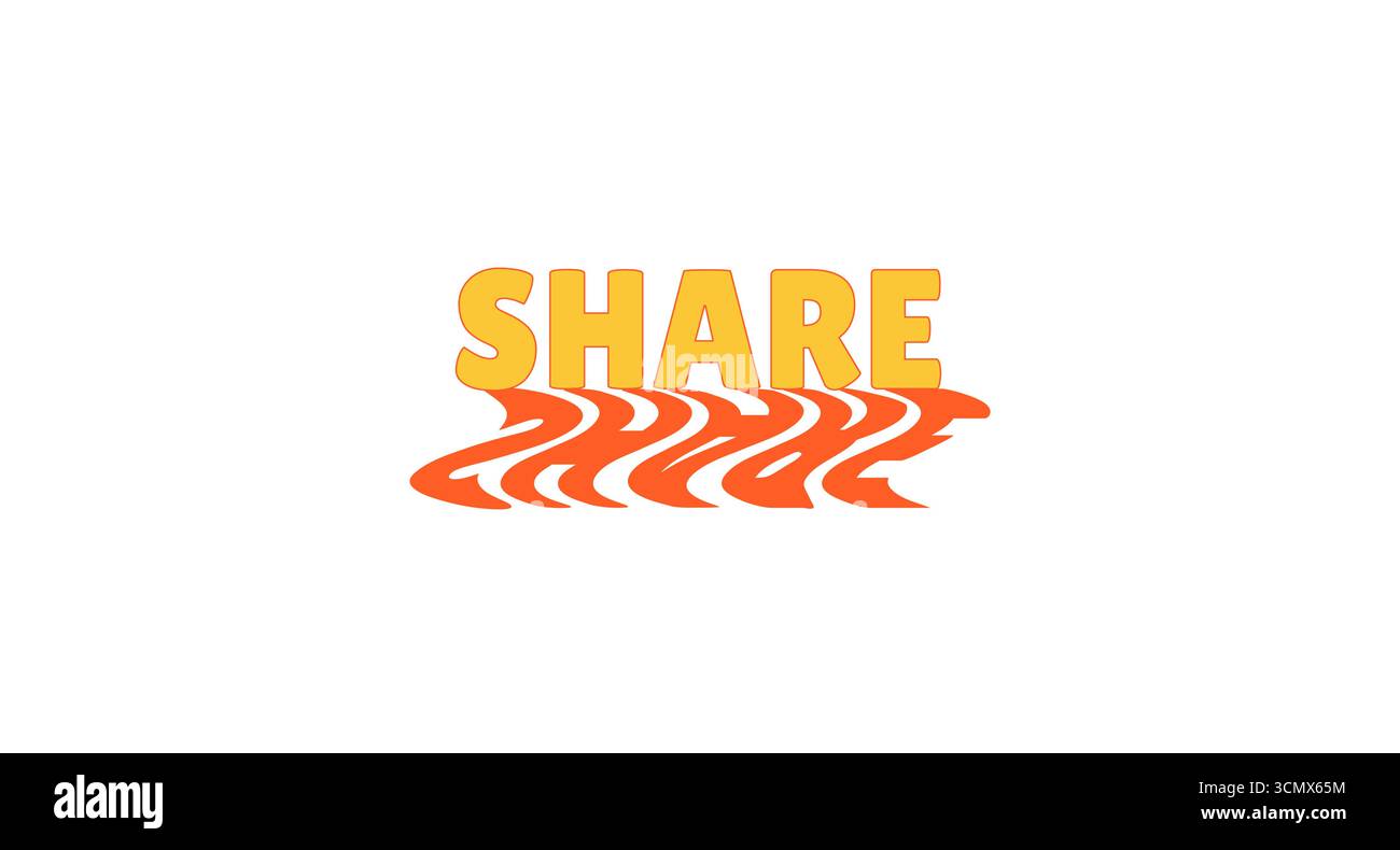 Partager bouton Internet gras avec ombre orange ondulée Illustration de Vecteur