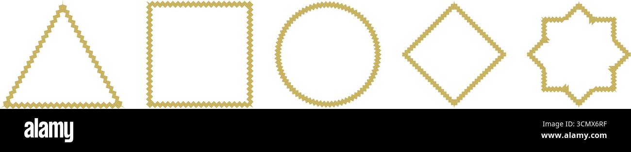 Un ensemble diversifié de formes géométriques fondamentales, y compris un triangle, un carré, un cercle, un diamant et une étoile à huit branches, présenté comme un dessin au trait propre fo Illustration de Vecteur