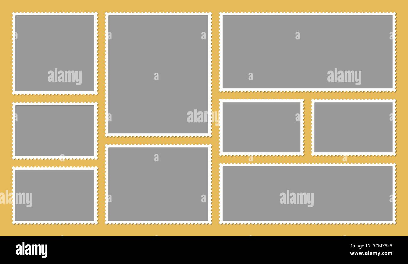 Cadres de tampon de modèle de collage de photos vides pour le concept de collage de photos Illustration de Vecteur