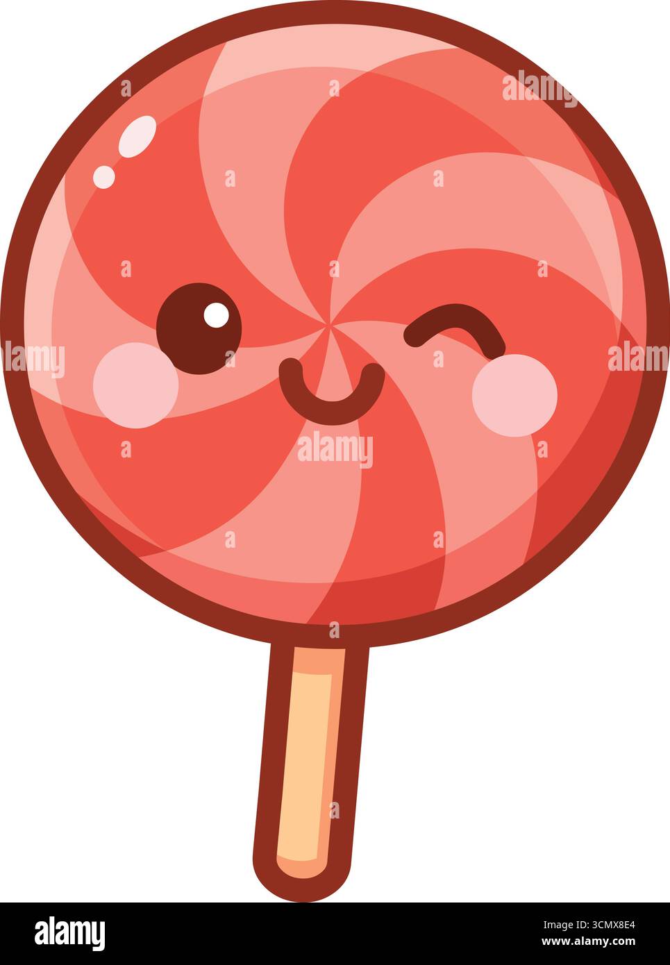 Kawaii illustration d'une sucette souriante avec le visage claquant Illustration de Vecteur