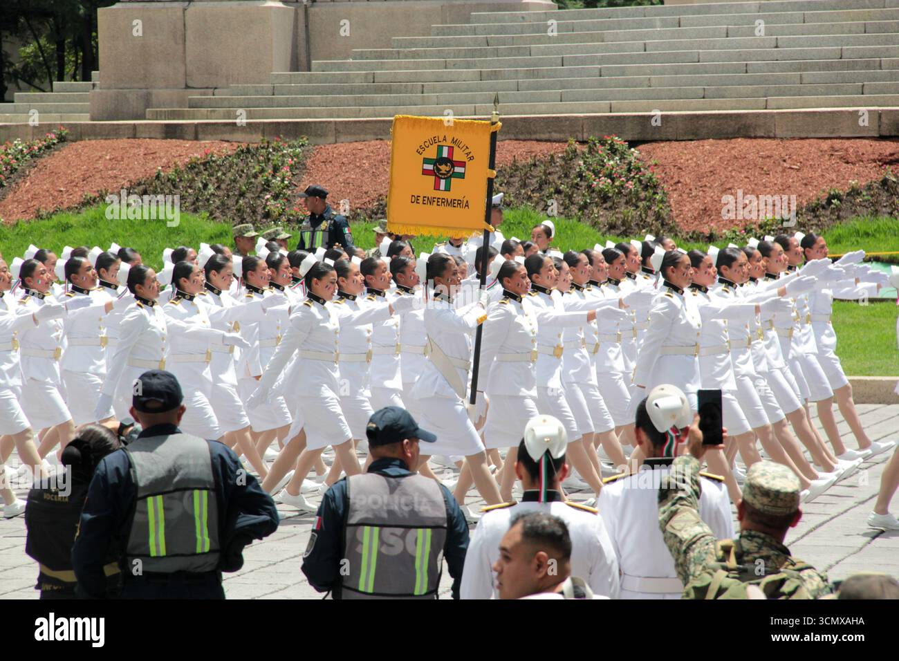 Mexico, Mexique - 16 septembre 2025 : défilé militaire à Mexico avec l'armée, la marine, l'armée de l'air et la garde nationale pour célébrer l'indépendance Banque D'Images