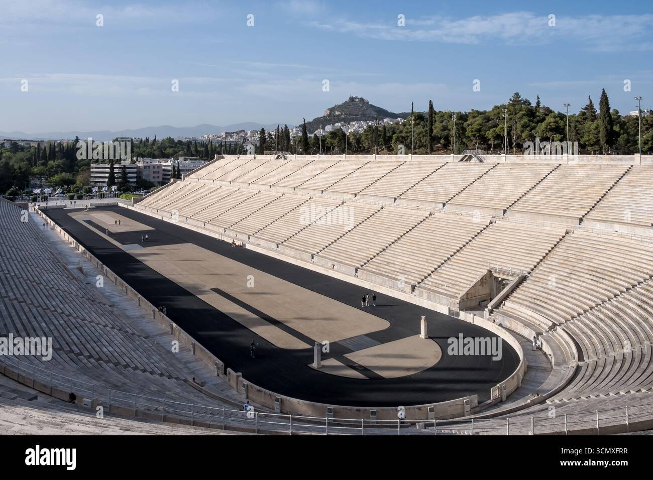 Vue du stade panathénaïque (Kallimarmaro), Athènes, Grèce Banque D'Images