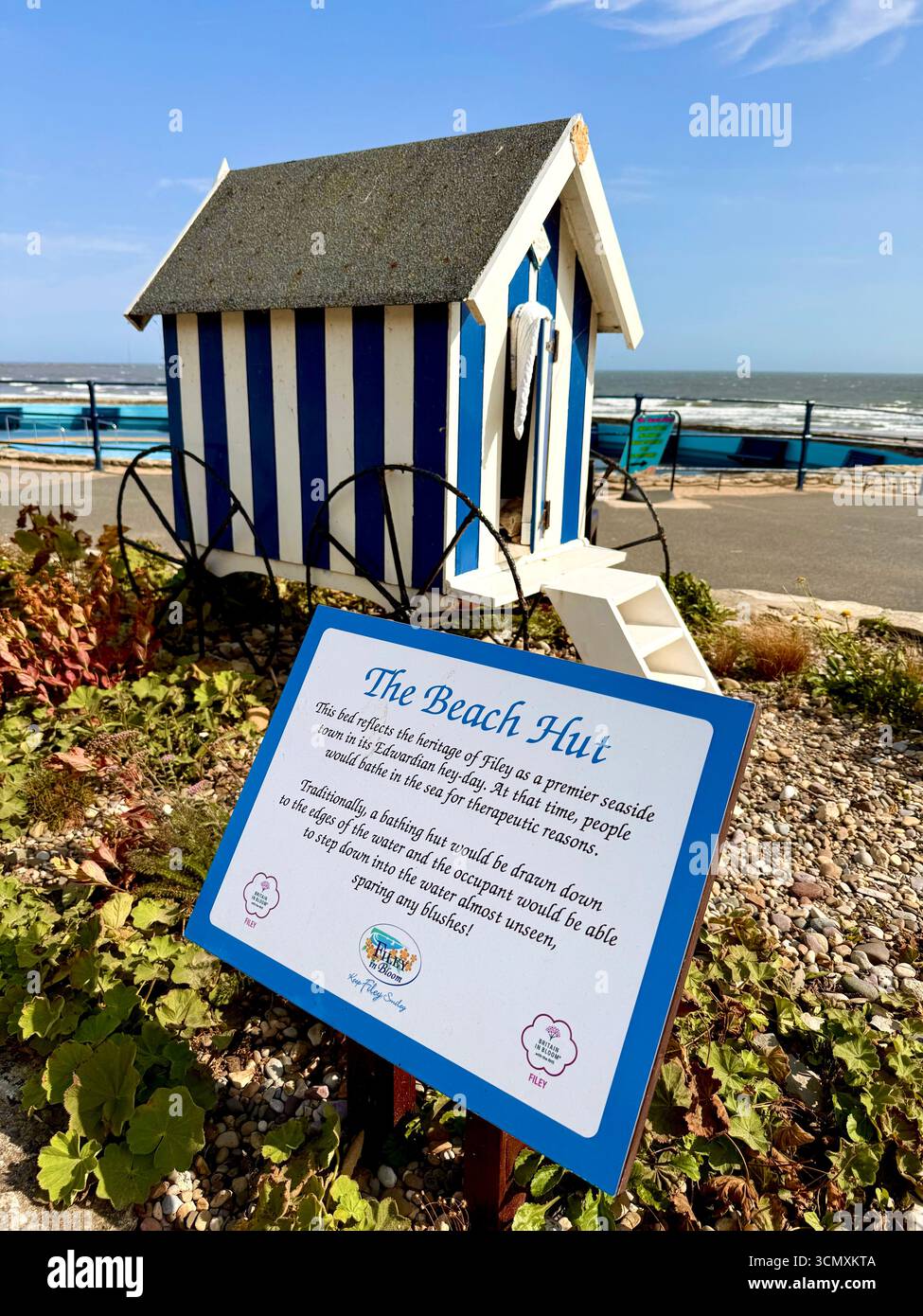 The Beach Hut sur le front de mer à Filey, North Yorkshire, Angleterre, Royaume-Uni Banque D'Images