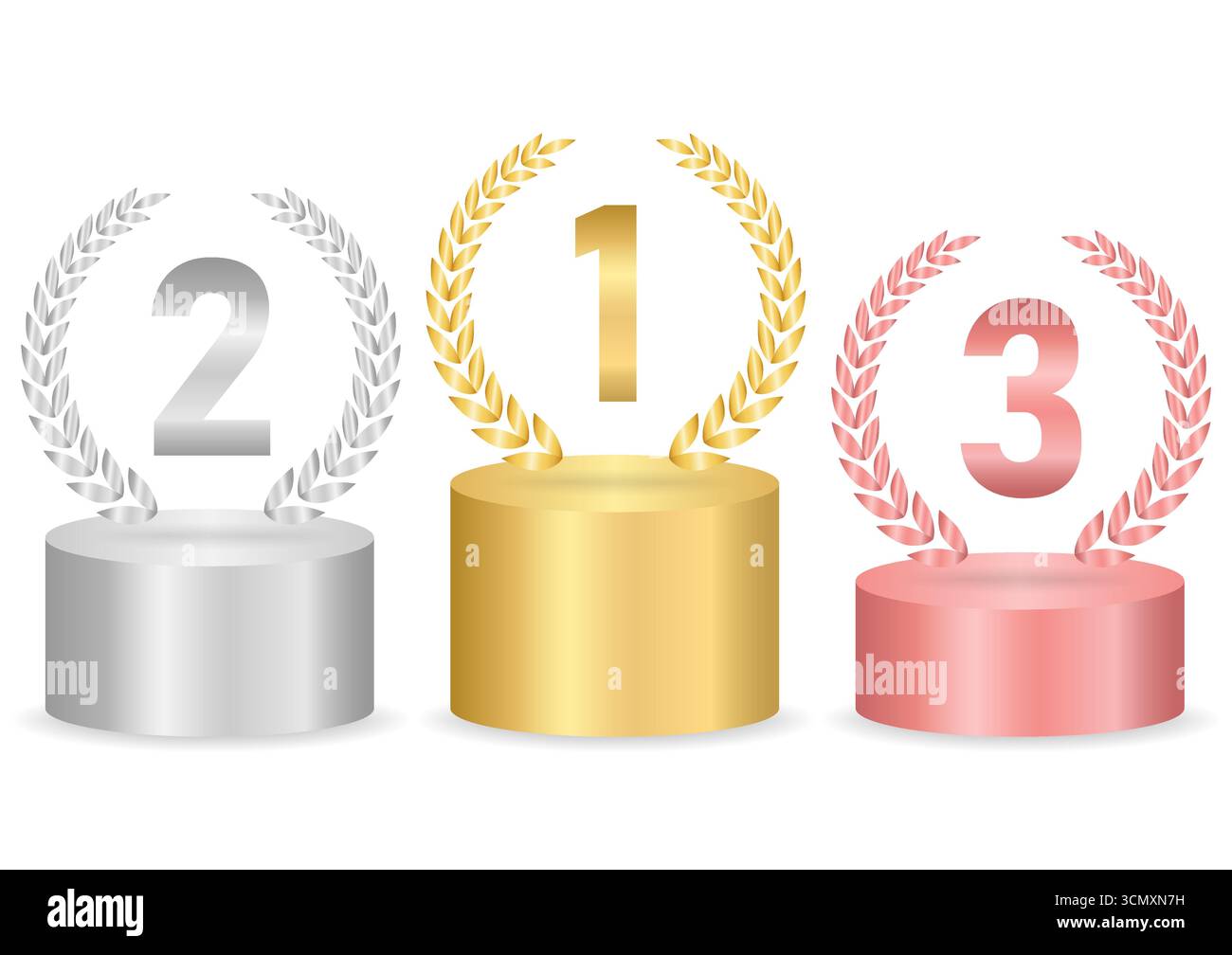 Podium de l'étape ou podium des gagnants de prix avec classement pour la première, deuxième et troisième place. Podiums sur piédestaux pour le prix du gagnant ou le sport. Illustration vectorielle. Illustration de Vecteur