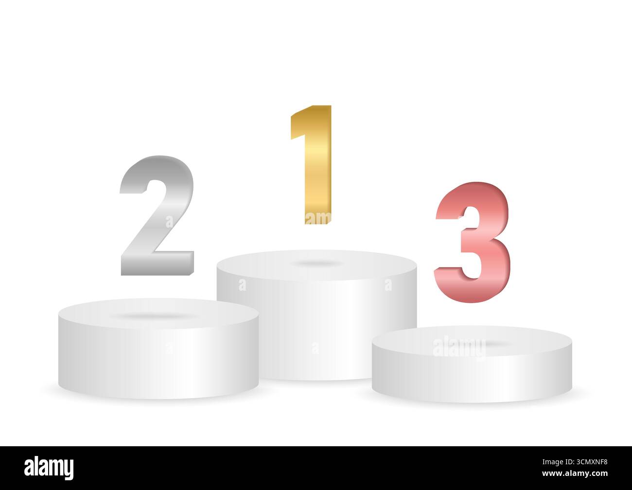 Podium de l'étape ou podium des gagnants de prix avec classement pour la première, deuxième et troisième place. Podiums sur piédestaux pour le prix du gagnant ou le sport. Illustration vectorielle. Illustration de Vecteur