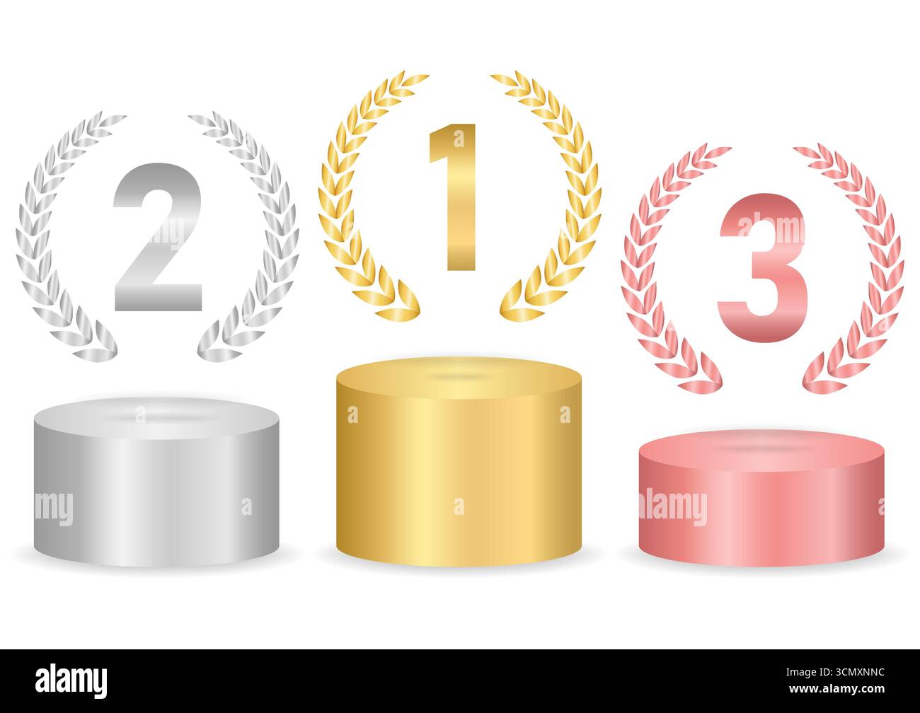 Podium de l'étape ou podium des gagnants de prix avec classement pour la première, deuxième et troisième place. Podiums sur piédestaux pour le prix du gagnant ou le sport. Illustration vectorielle. Illustration de Vecteur