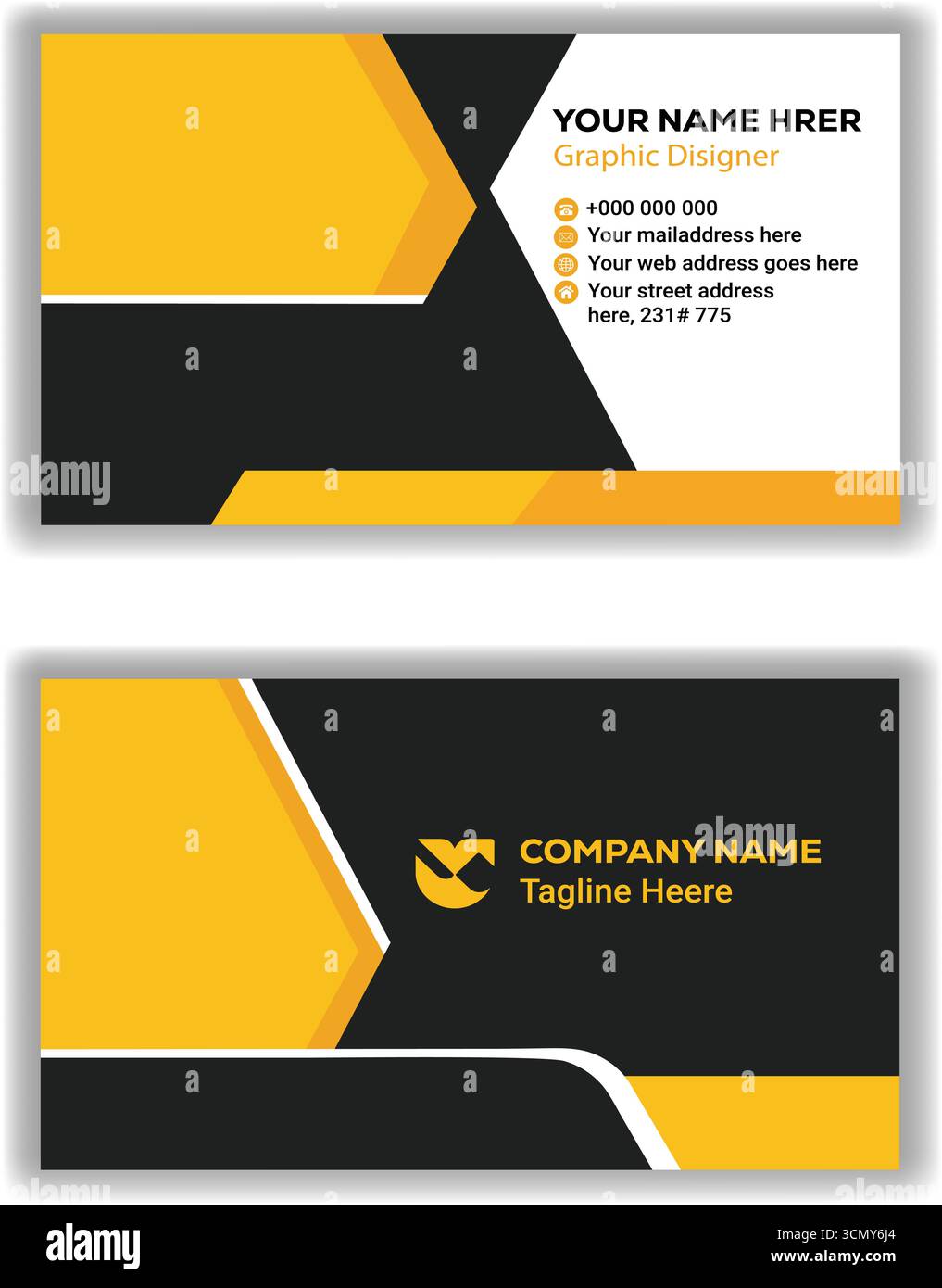 Élégante carte de visite d'entreprise jaune et noir Creative Company illustration vectorielle de marque Illustration de Vecteur