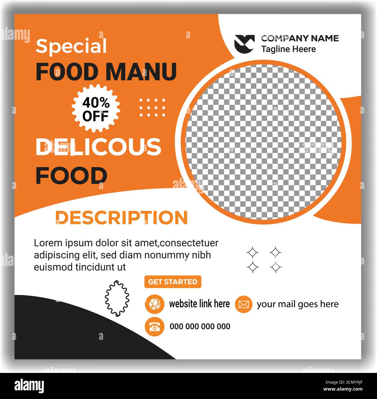 Modern Restaurant promotion social Media Banner Template Food Advertising Vector illustration Design Illustration de Vecteur