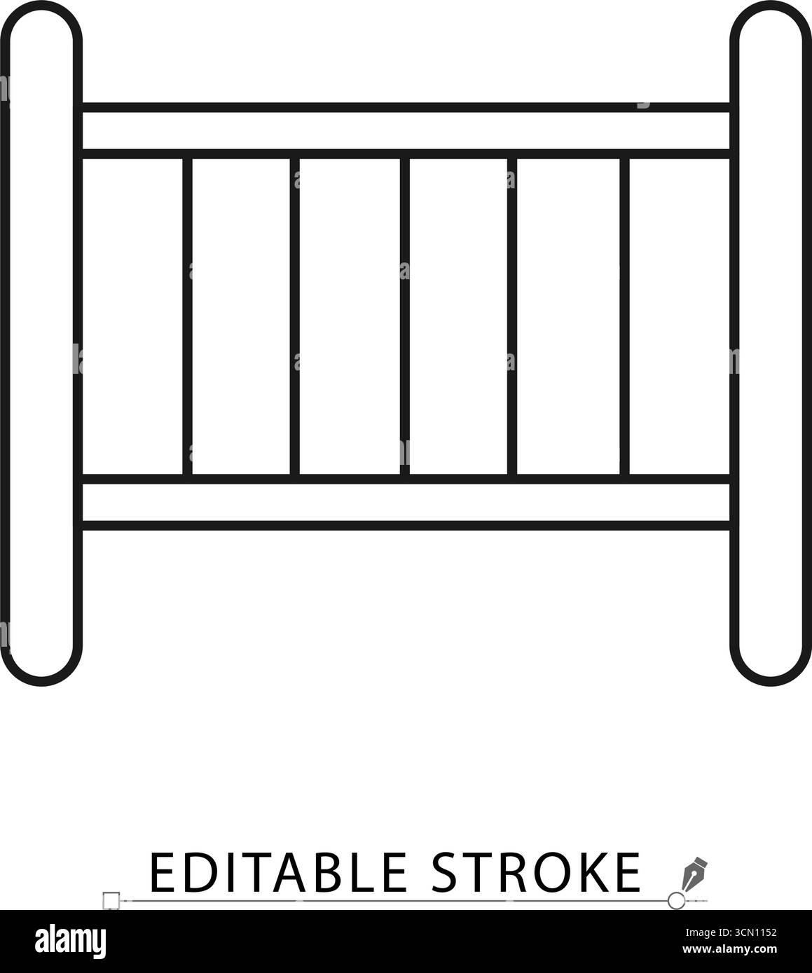 Une icône de berceau de bébé dans un style minimaliste avec trait modifiable. Meubles de pépinière, lit bébé, élément de puériculture, berceau en bois, décoration de chambre, parentalité Illustration de Vecteur