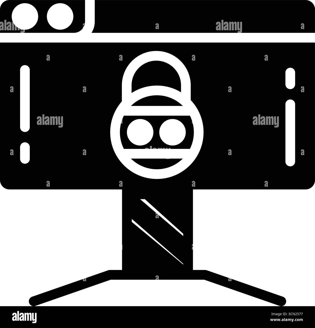 Icône Solid Security Computer Monitor Illustration de Vecteur