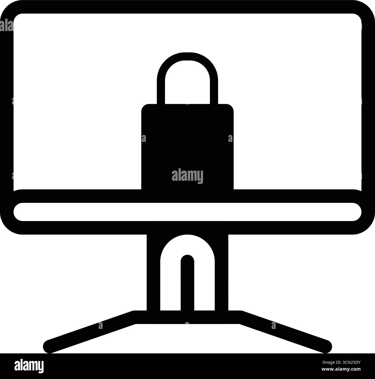 Icône Solid Security Computer Monitor Illustration de Vecteur