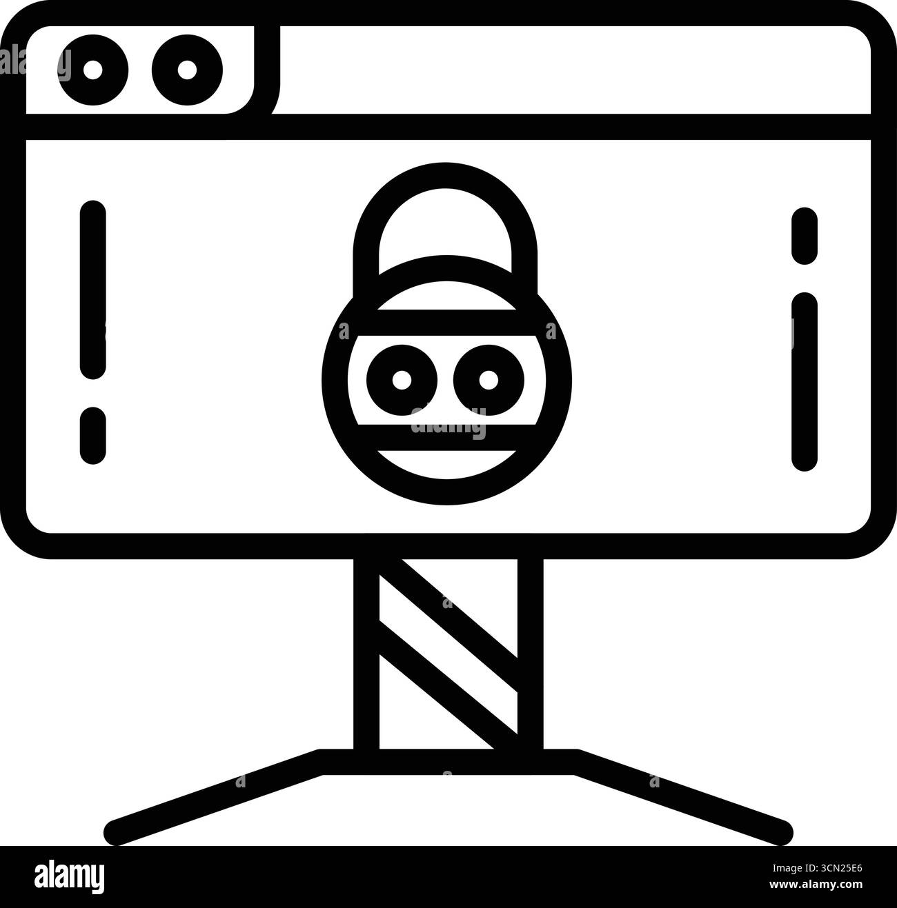 Icône Solid Security Computer Monitor Illustration de Vecteur