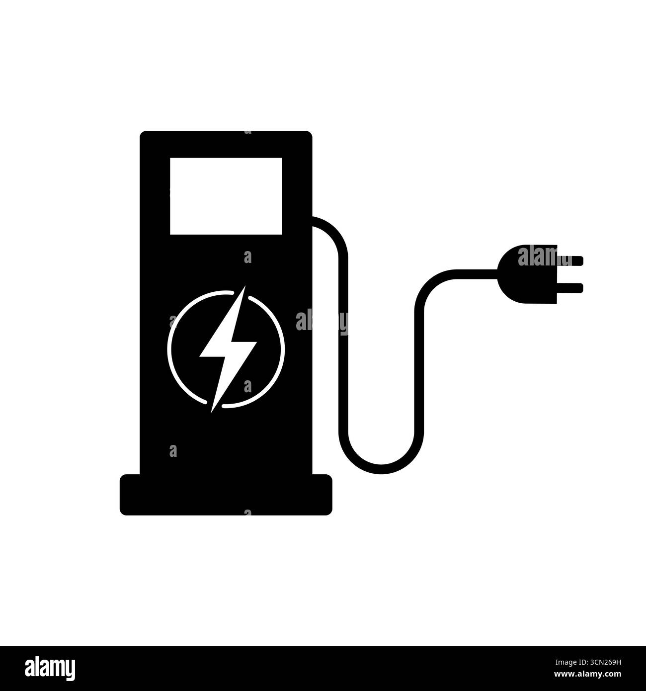 Voiture électrique. Symbole de voiture électrique. Voiture électrique à la station de recharge. Green Energy ou Eco-Friendly concept. Illustration vectorielle. Illustration de Vecteur
