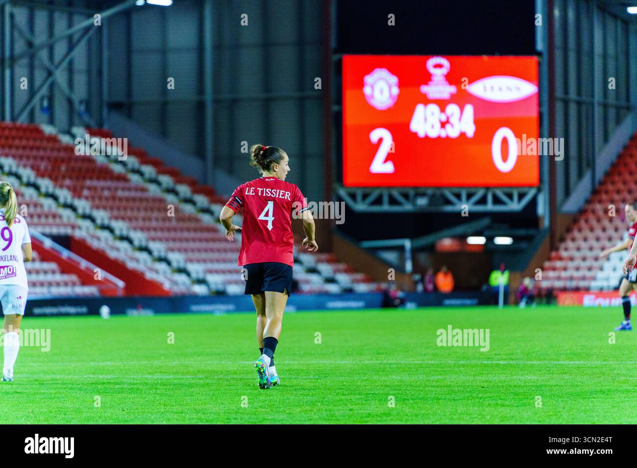 Maya le Tissier lors de Manchester United Women vs Brann Women dans la troisième manche de qualification de l'UEFA Champions League au Leigh Sports Village, Greater Manchester, 18 septembre 2025 Banque D'Images