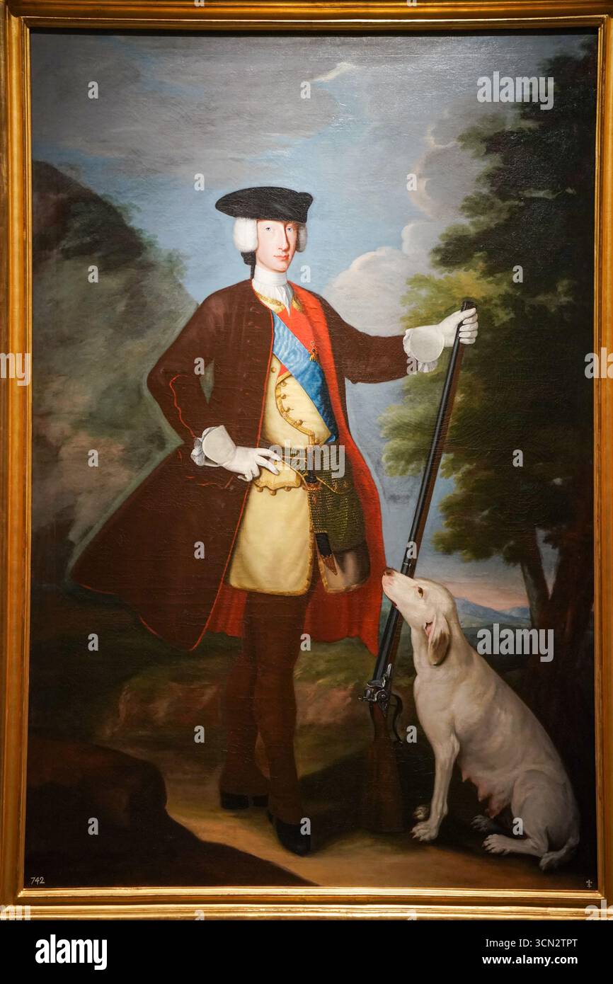 Portrait de Charles de Bourbon en robe de chasse est une huile sur toile peinte par Antonio Sebastiani, probablement produite dans les années 1730 Banque D'Images