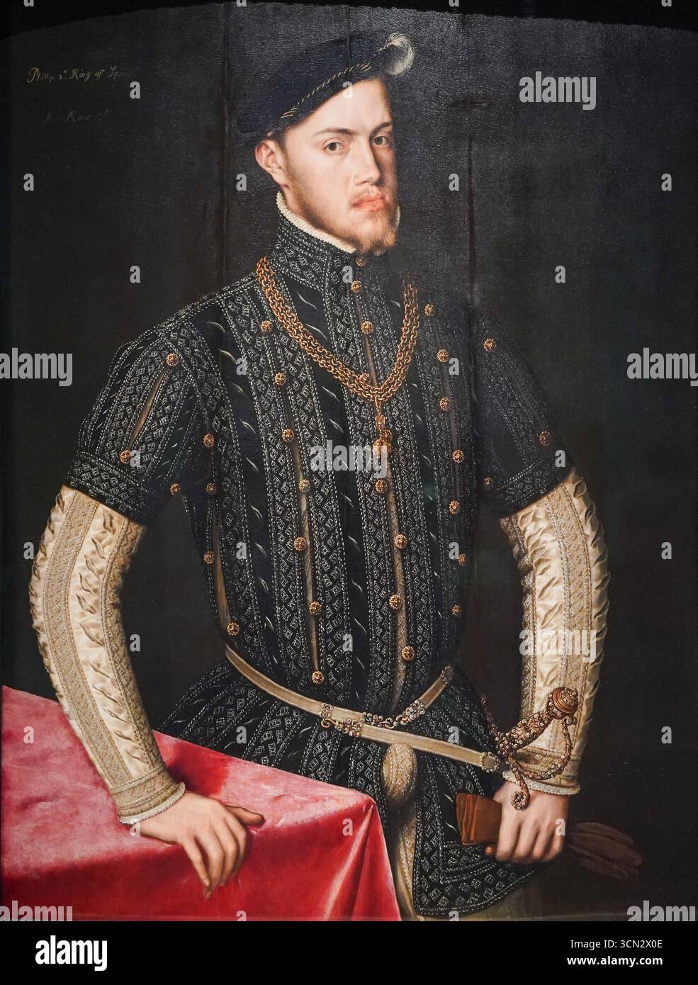 Portrait de Philippe II d'Espagne (1527-1598), peint par Anthonis Mor. Banque D'Images