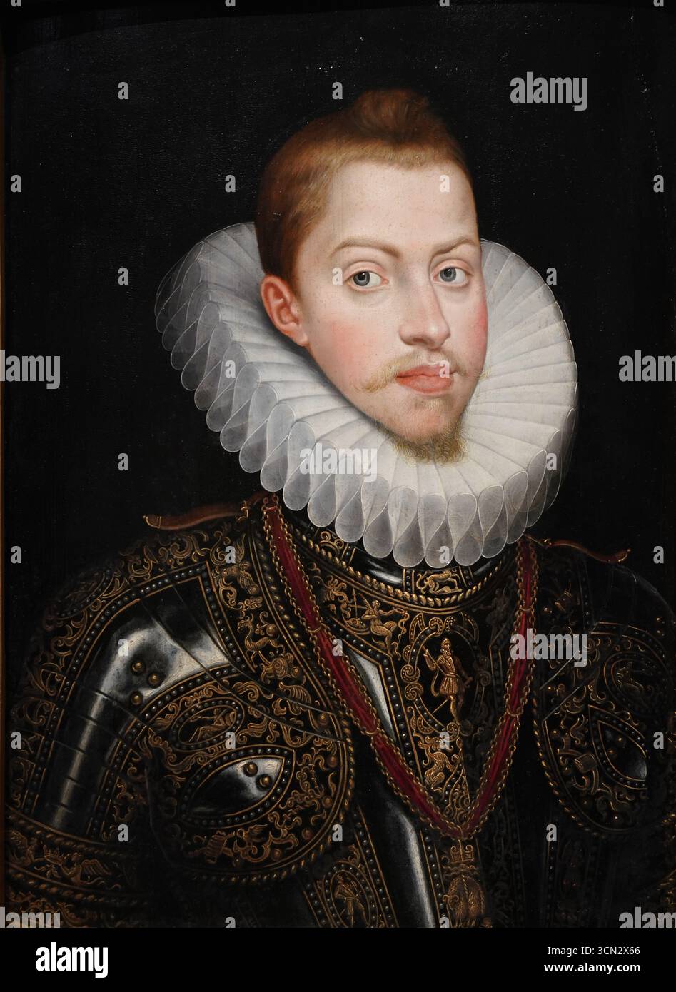 Portrait de Philippe III d'Espagne par le peintre de la cour espagnole Juan Pantoja de la Cruz. Banque D'Images