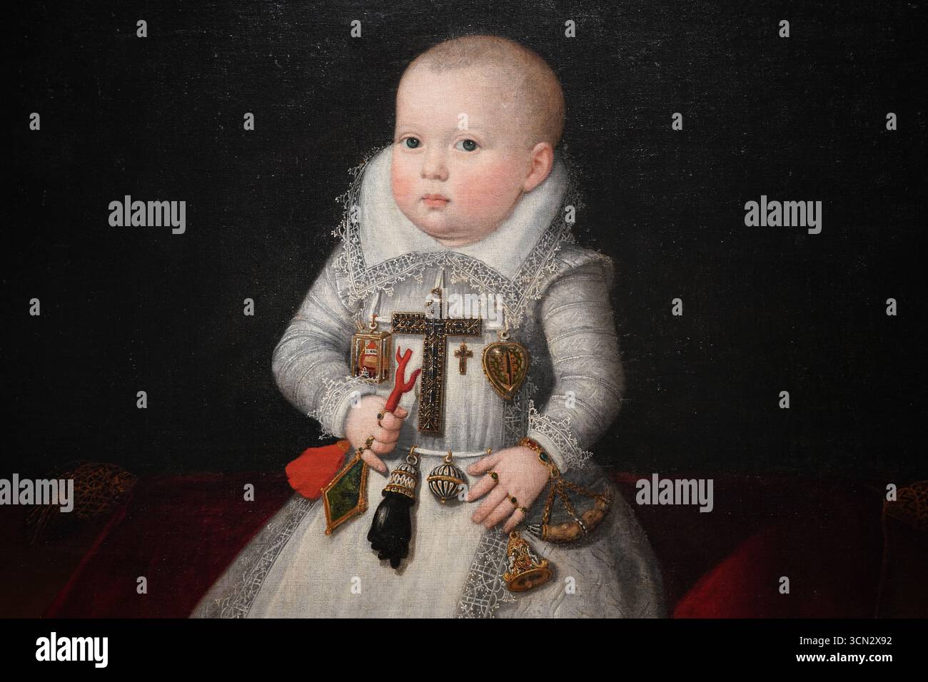 Portrait de l'infante Anna Mauricie d'Autriche, mieux connue sous le nom d'Anne d'Autriche (1601-1666). Cette peinture, créée en 1602 par Juan Pantoja de la Cruz Banque D'Images