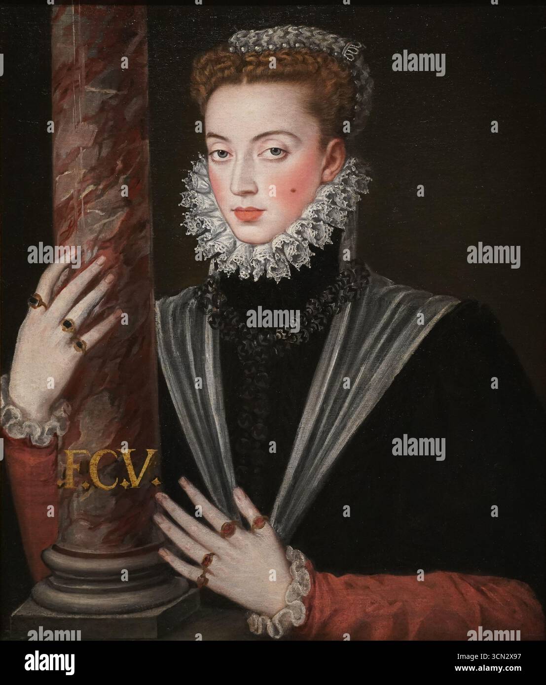 Portrait de Jeanne d'Espagne (Juana de Autriche), également connue sous le nom d'archiduchesse Jeanne d'Autriche par Sofonisba Anguissola Banque D'Images