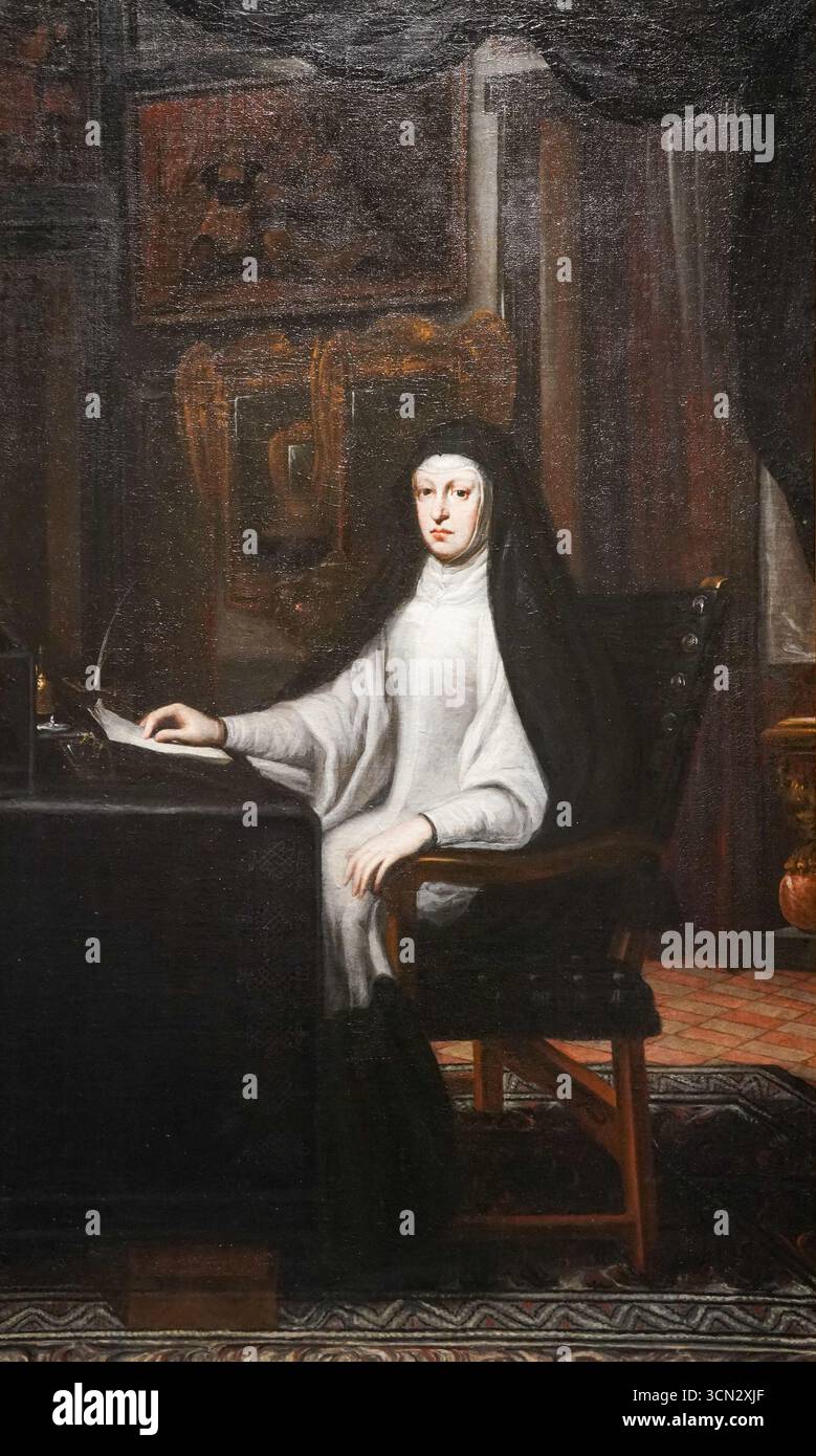 Portrait de Marianne d'Autriche (Marie-Anne d'Autriche), qui était la reine consort d'Espagne et épouse de Philippe IV par Juan Carreño de Miranda Banque D'Images