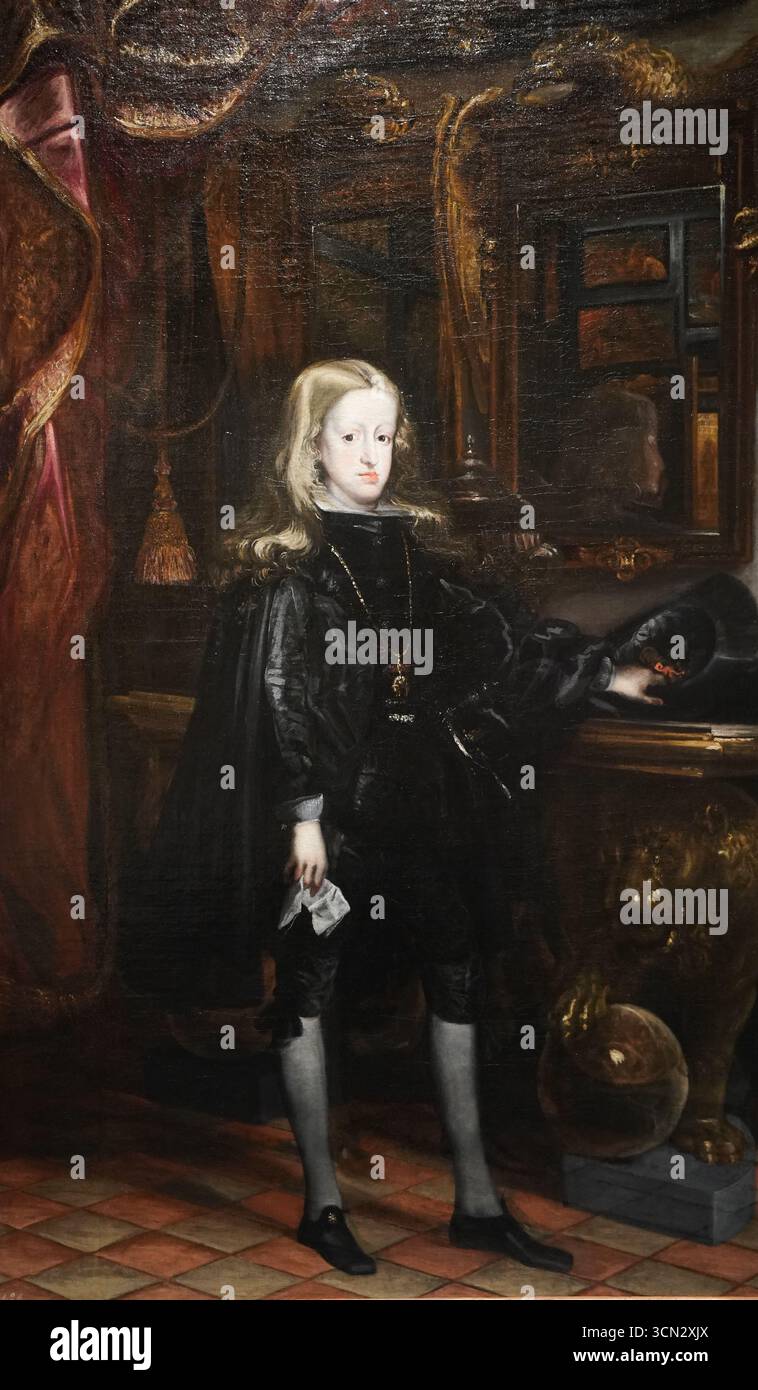 Portrait de Charles II d'Espagne (1661-1700), peint par Juan Carreño de Miranda vers 1675 Banque D'Images