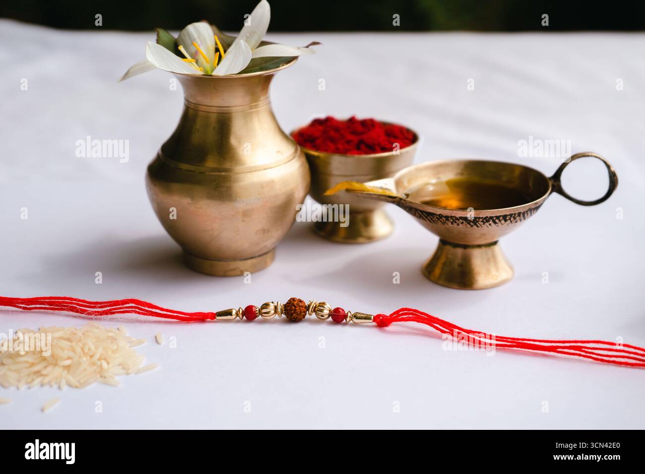 Joyeuse célébration de Raksha Bandhan avec frère et sœur échangeant rakhi, bonbons et cadeaux Banque D'Images Joyeuse célébration de Raksha Bandhan avec frère et sœur échangeant rakhi, bonbons et cadeaux Banque D'Images