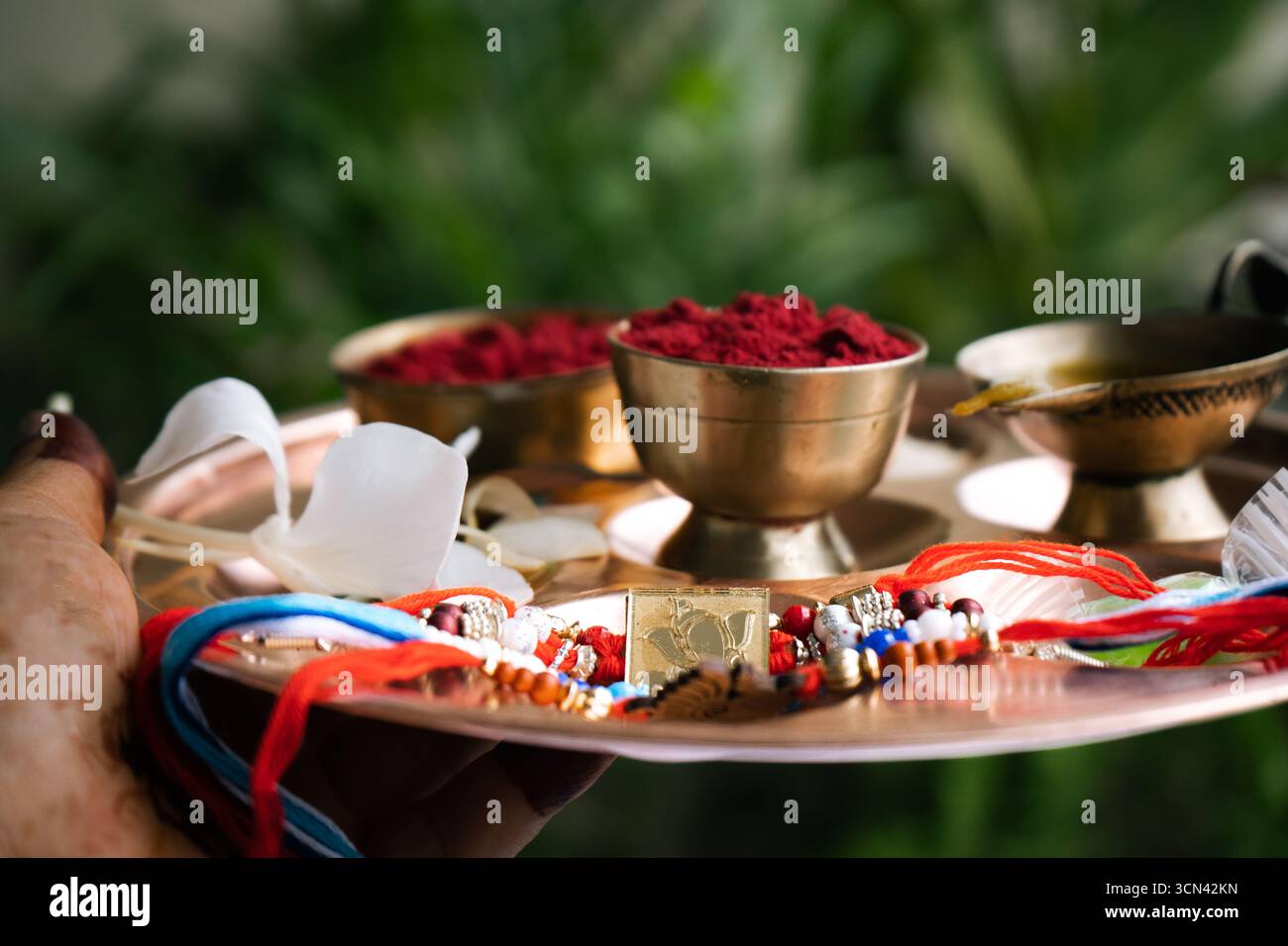 Joyeuse célébration de Raksha Bandhan avec frère et sœur échangeant rakhi, bonbons et cadeaux Banque D'Images Joyeuse célébration de Raksha Bandhan avec frère et sœur échangeant rakhi, bonbons et cadeaux Banque D'Images