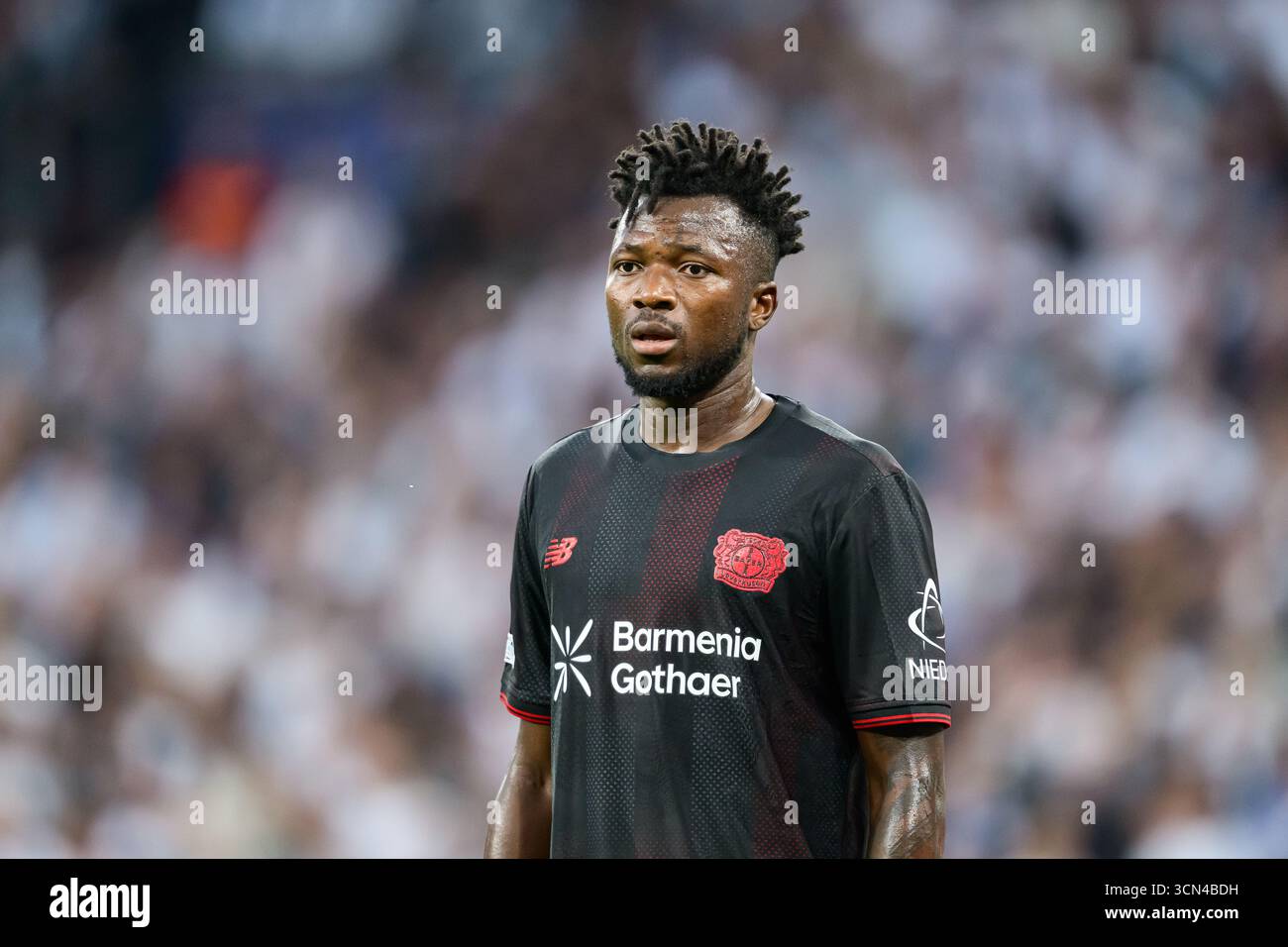 Copenhague, Danemark. 18 septembre 2025. Edmond Tapsoba du Bayer Leverkusen vu lors du match de l'UEFA Champions League entre le FC Copenhague et le Bayer Leverkusen à Parken à Copenhague. Crédit : Gonzales photo/Alamy Live News Banque D'Images