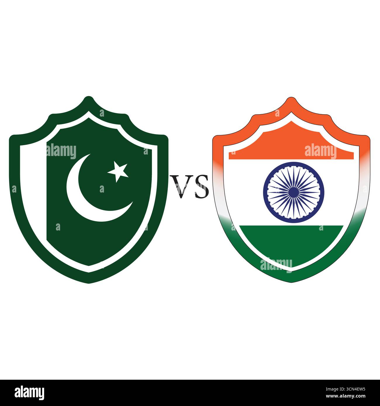 Design vectoriel de bouclier de match de cricket Inde vs Pakistan, illustration sportive créative sur fond blanc Uni, fichier modifiable et isolé. Illustration de Vecteur