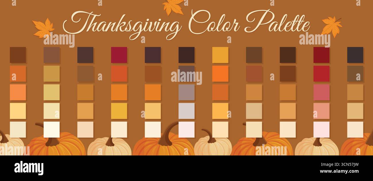 Palette de couleurs de Thanksgiving avec illustration vectorielle de citrouilles. Illustration de Vecteur