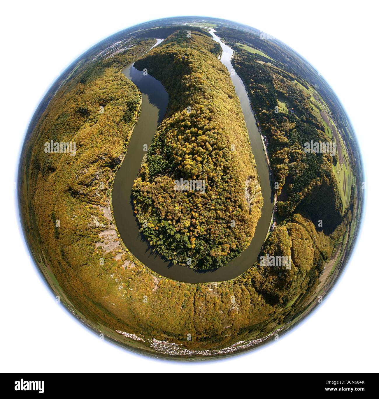 Photo aérienne, Saarschleife, Sarre, Château de Montclair, Taben-Rodt, Sarre, Rhénanie-Palatinat, Allemagne, Europe, vue plongeante, photographie aérienne, Banque D'Images