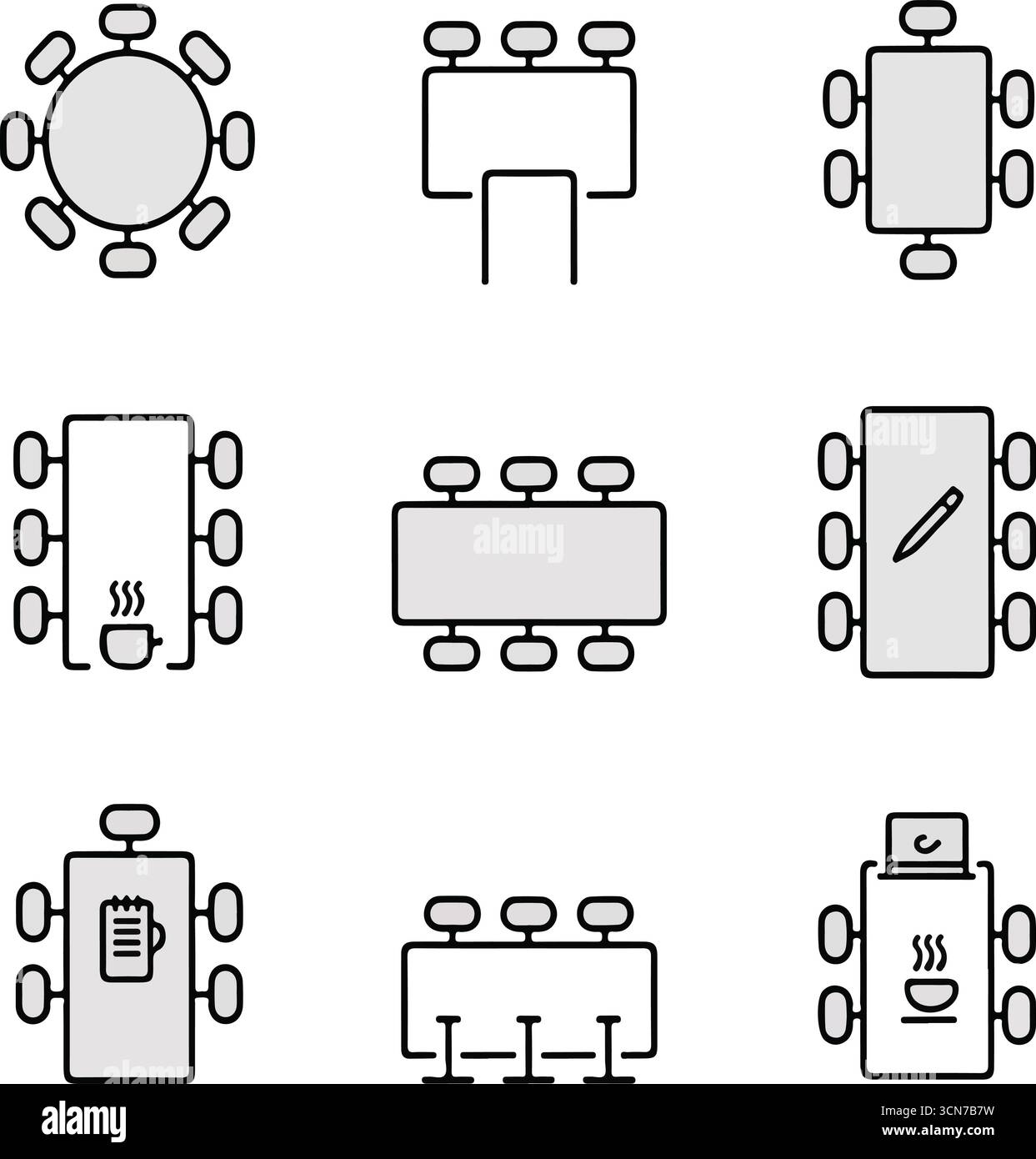 Illustrations de tables de réunion d'affaires Illustration de Vecteur