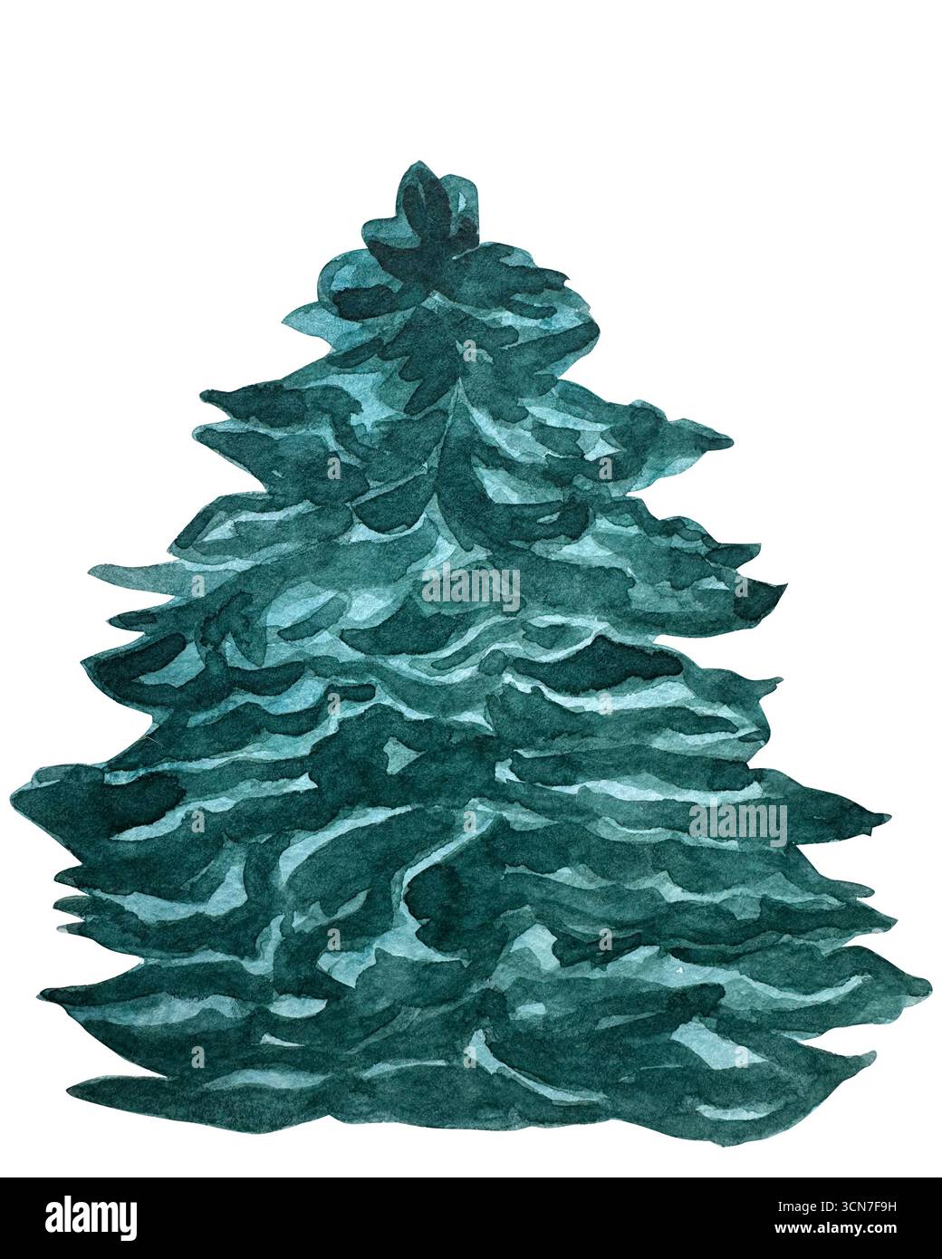 Illustration d'arbre d'épicéa aquarelle, parfait pour les cartes d'hiver, les affiches, les motifs, les fonds d'écran et les dessins festifs Banque D'Images