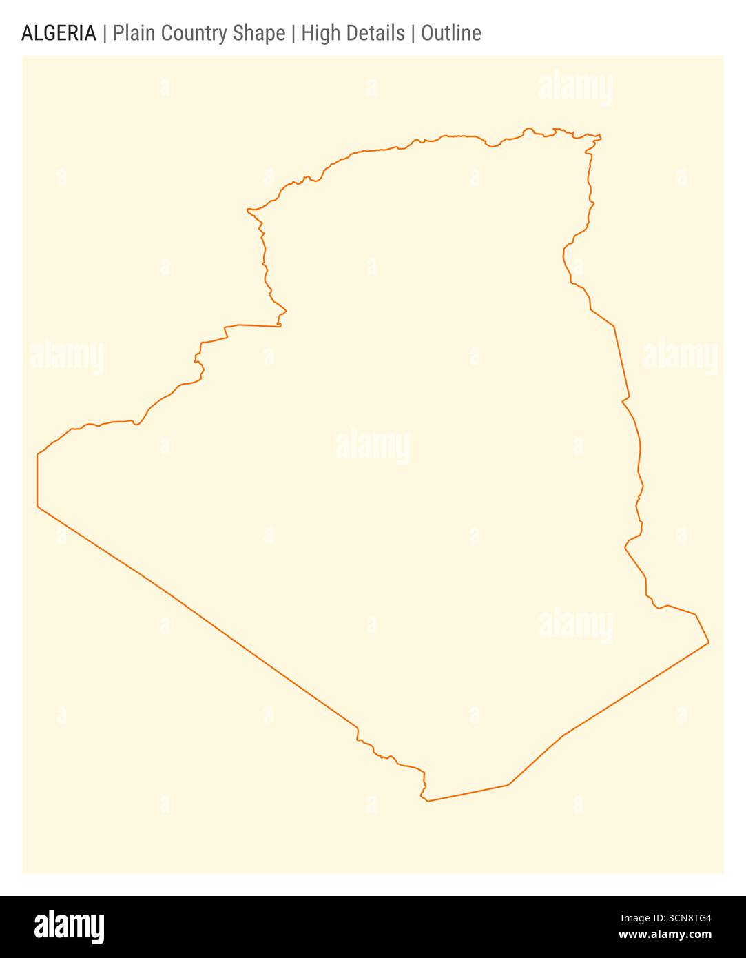 Carte du pays de plaine de l'Algérie. Détails élevés. Style de contour. Forme de l'Algérie. Illustration vectorielle. Illustration de Vecteur