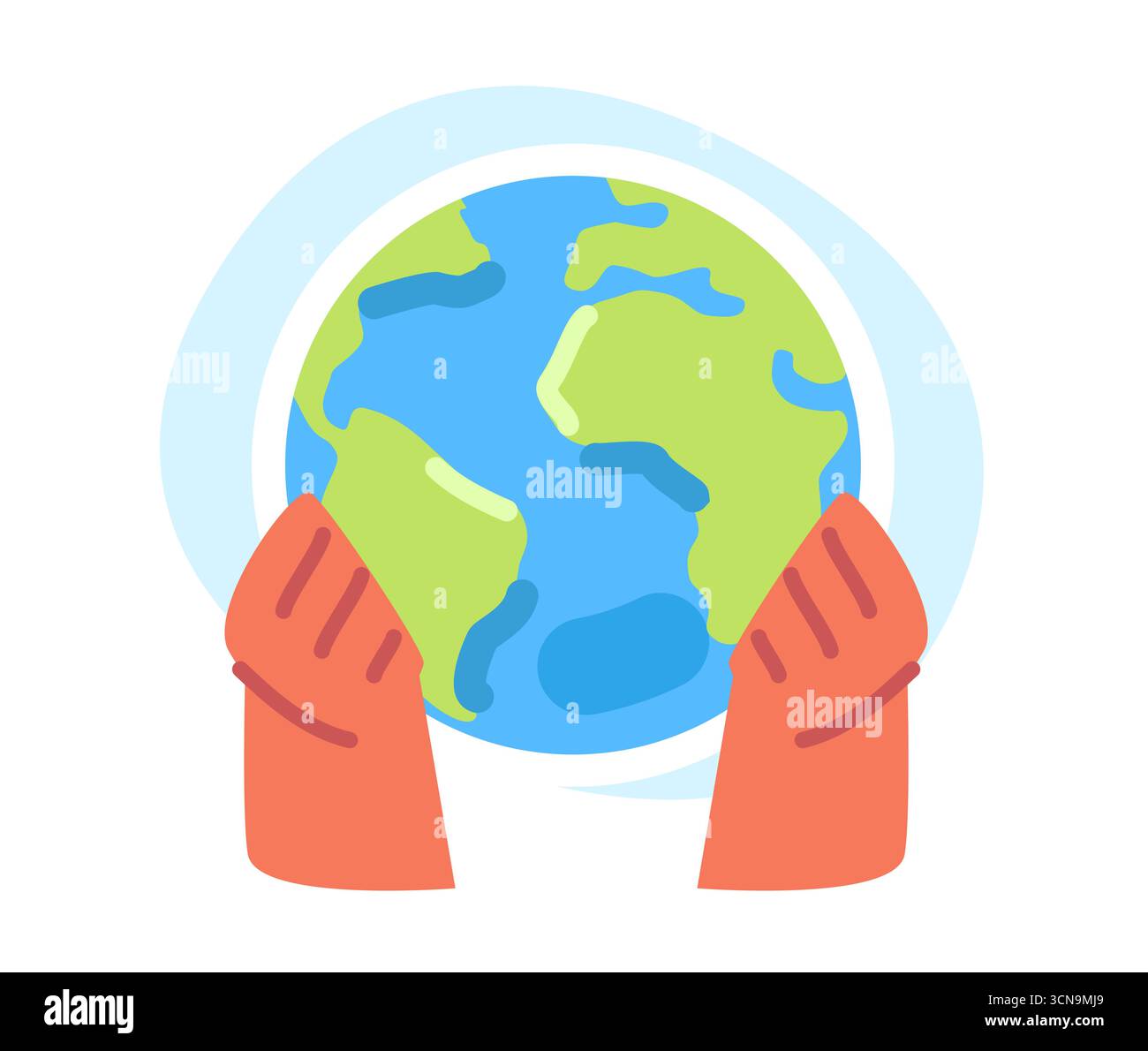 Planète Terre avec les mains. Durabilité écologique et conservation verte. Jour de la Terre, écologie, protection de l'environnement Illustration de Vecteur