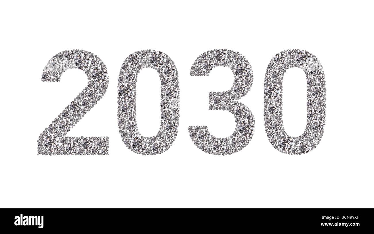 L'année 2020 est écrite dans une police pailletée. La police est composée de petits points étincelants qui créent une sensation de mouvement et d'énergie. Le fon scintillant Banque D'Images