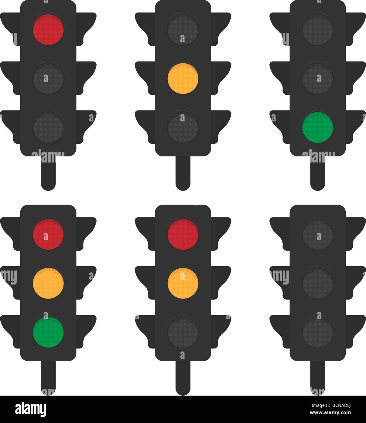 Séquence de feux de circulation sur fond transparent Illustration de Vecteur