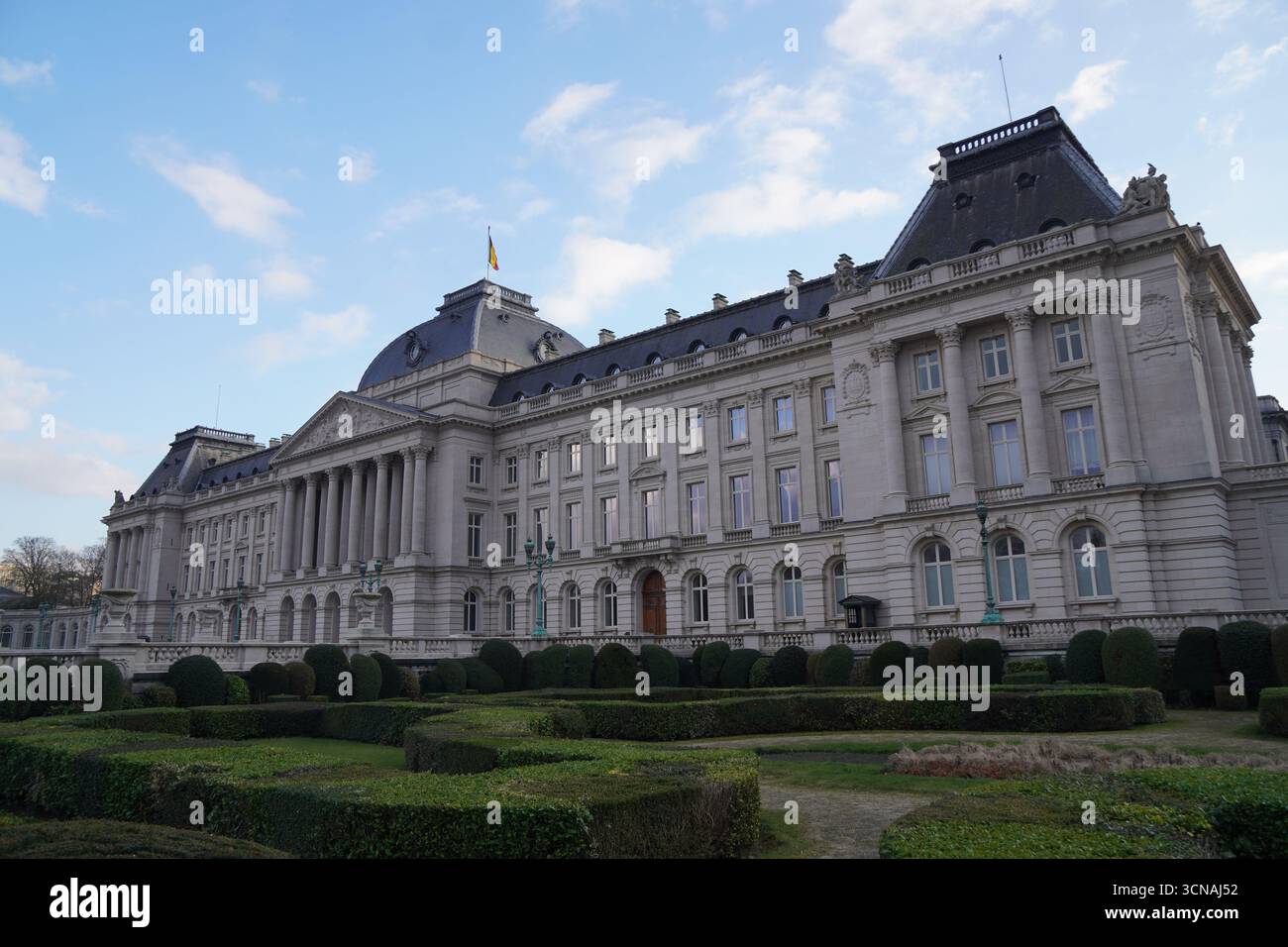 Palais royal de Bruxelles en soirée, jardin, Bruxelles, Belgique Banque D'Images