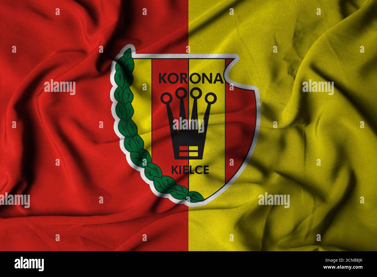 Pringsewu, Lampung ; 20 septembre 2025 ; le logo sur le drapeau du Korono Kielce Football Club dans la ligue polonaise Ekstraklasa Banque D'Images